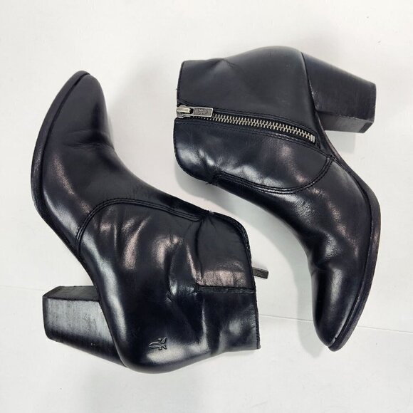 Frye Jennifer Heeled Western Ankle Boot Womens 6.5 Black Leather Pointed Toe - Picture 5 of 13